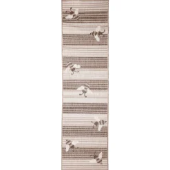 Plow & Hearth Runners>Indoor/Outdoor Honey Bees Rug, 23" x 7'6" Runner Navy