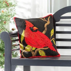 Plow & Hearth Outdoor Throw Pillows|Decorative Pillows>Indoor/Outdoor Hooked Cardinal Throw Pillow