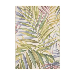 Plow & Hearth Area Rugs>Indoor/Outdoor Island Leaves Machine Washable Printed Rug Multi