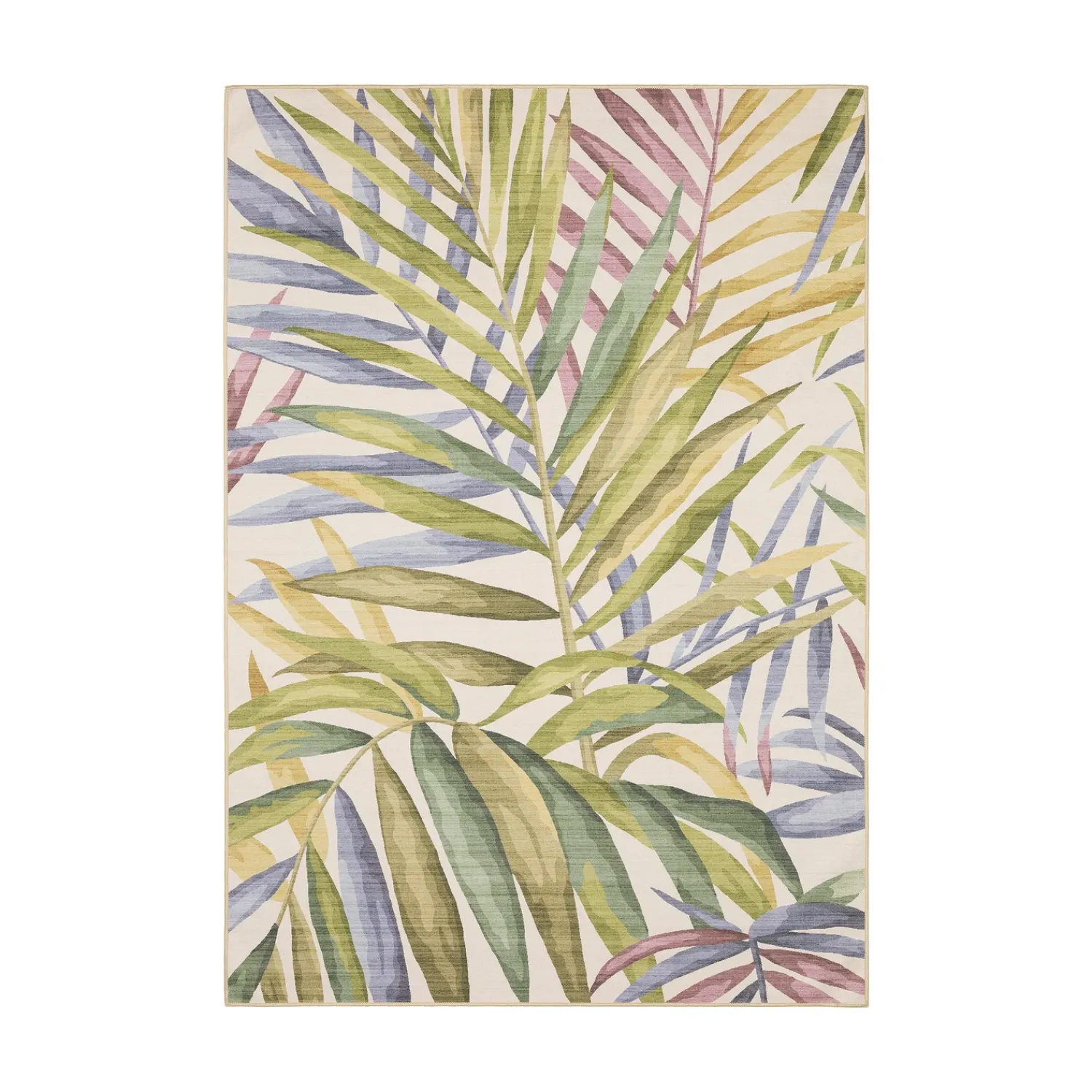 Plow & Hearth Area Rugs>Indoor/Outdoor Island Leaves Machine Washable Printed Rug Multi