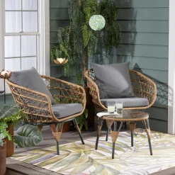 Plow & Hearth Area Rugs>Indoor/Outdoor Island Leaves Machine Washable Printed Rug Multi