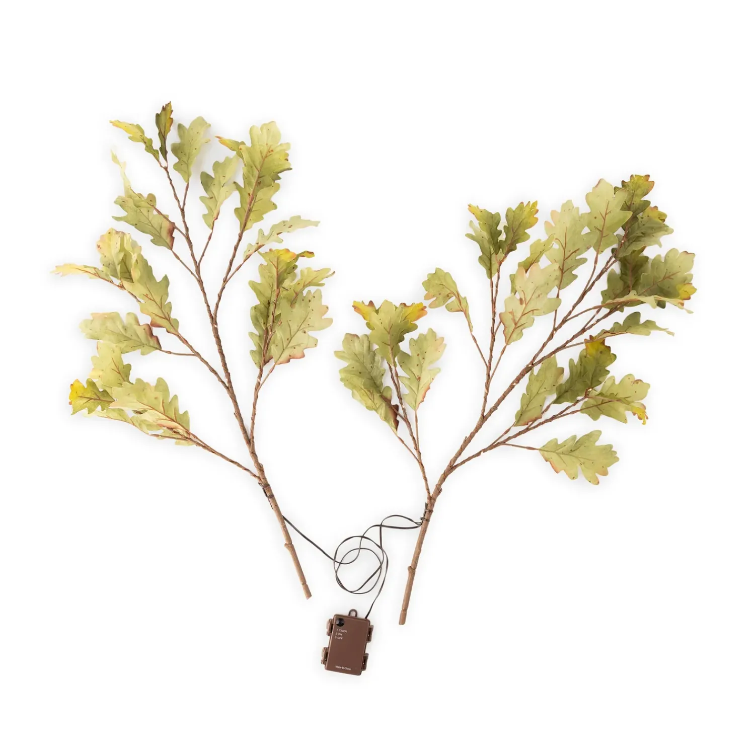 Plow & Hearth Faux Flowers & Plants|Lighted Trees & Garlands>Indoor/Outdoor Lighted Moss Oak Branches, Set of 2