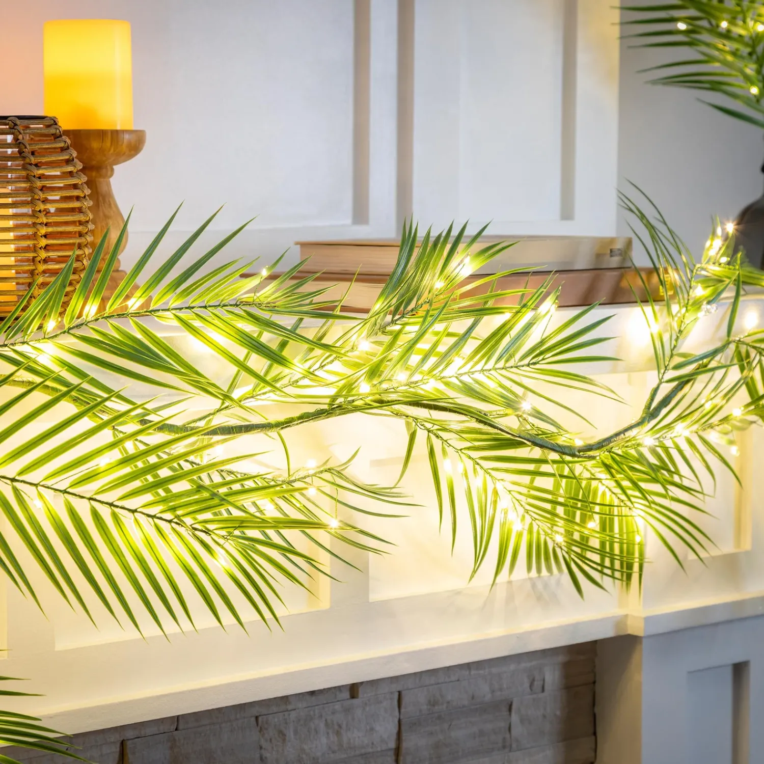 Plow & Hearth Faux Flowers & Plants|Lighted Trees & Garlands>Indoor/Outdoor Micro LED Lighted Palm Garland