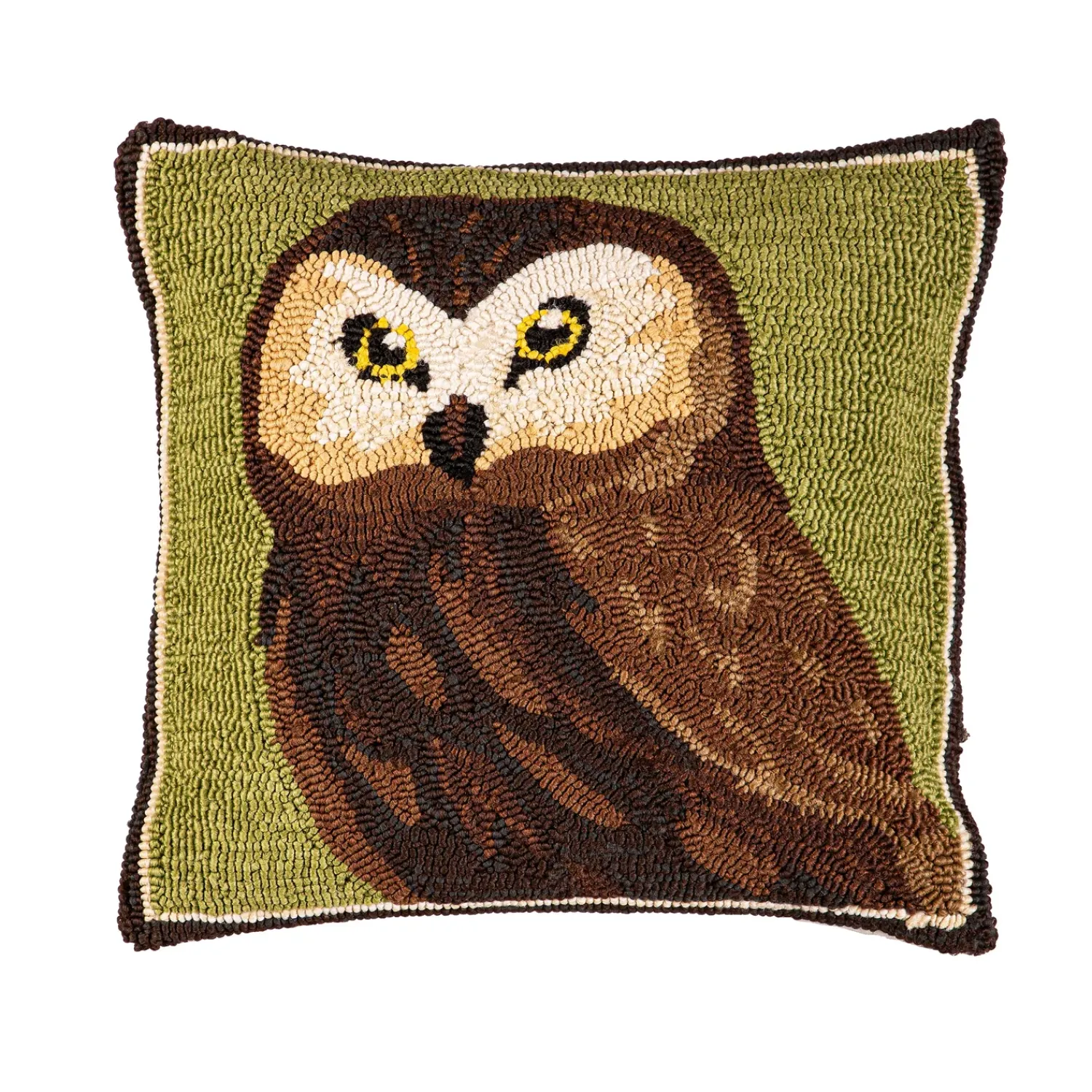 Plow & Hearth Throws & Blankets>Indoor/Outdoor Owl Hooked Polypropylene Throw Pillow, 18" x 18"