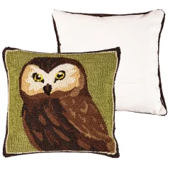 Plow & Hearth Throws & Blankets>Indoor/Outdoor Owl Hooked Polypropylene Throw Pillow, 18" x 18"
