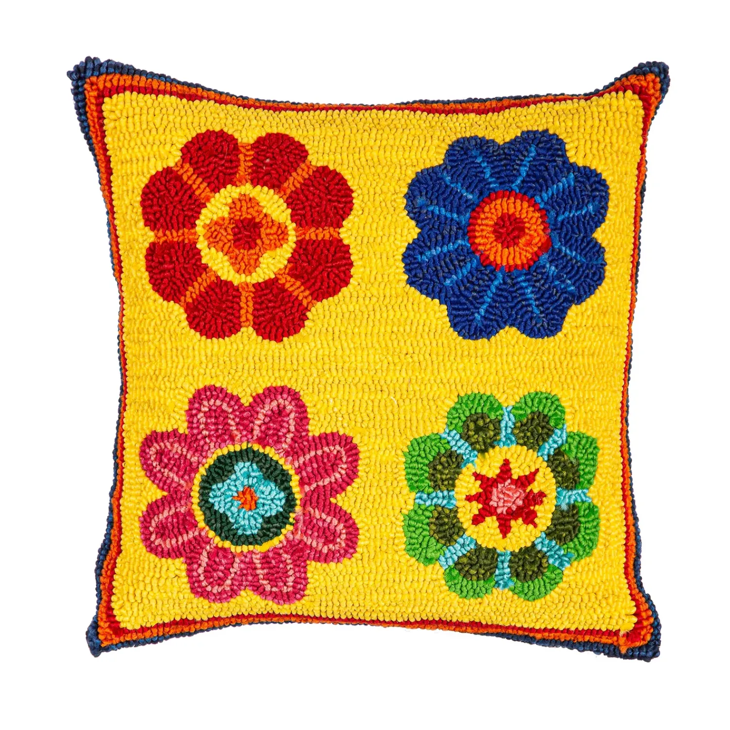 Plow & Hearth Outdoor Throw Pillows|Decorative Pillows>Indoor/Outdoor Palermo Floral Hooked Polypropylene Throw Pillow