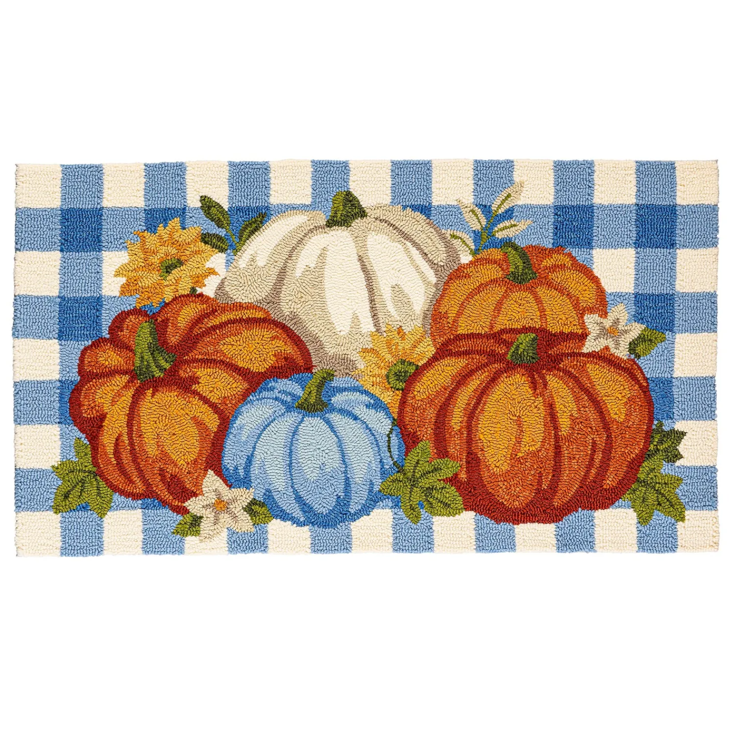 Plow & Hearth Hooked Rugs>Indoor/Outdoor Pumpkin Patch Polypropylene Accent Rug 24"x42"
