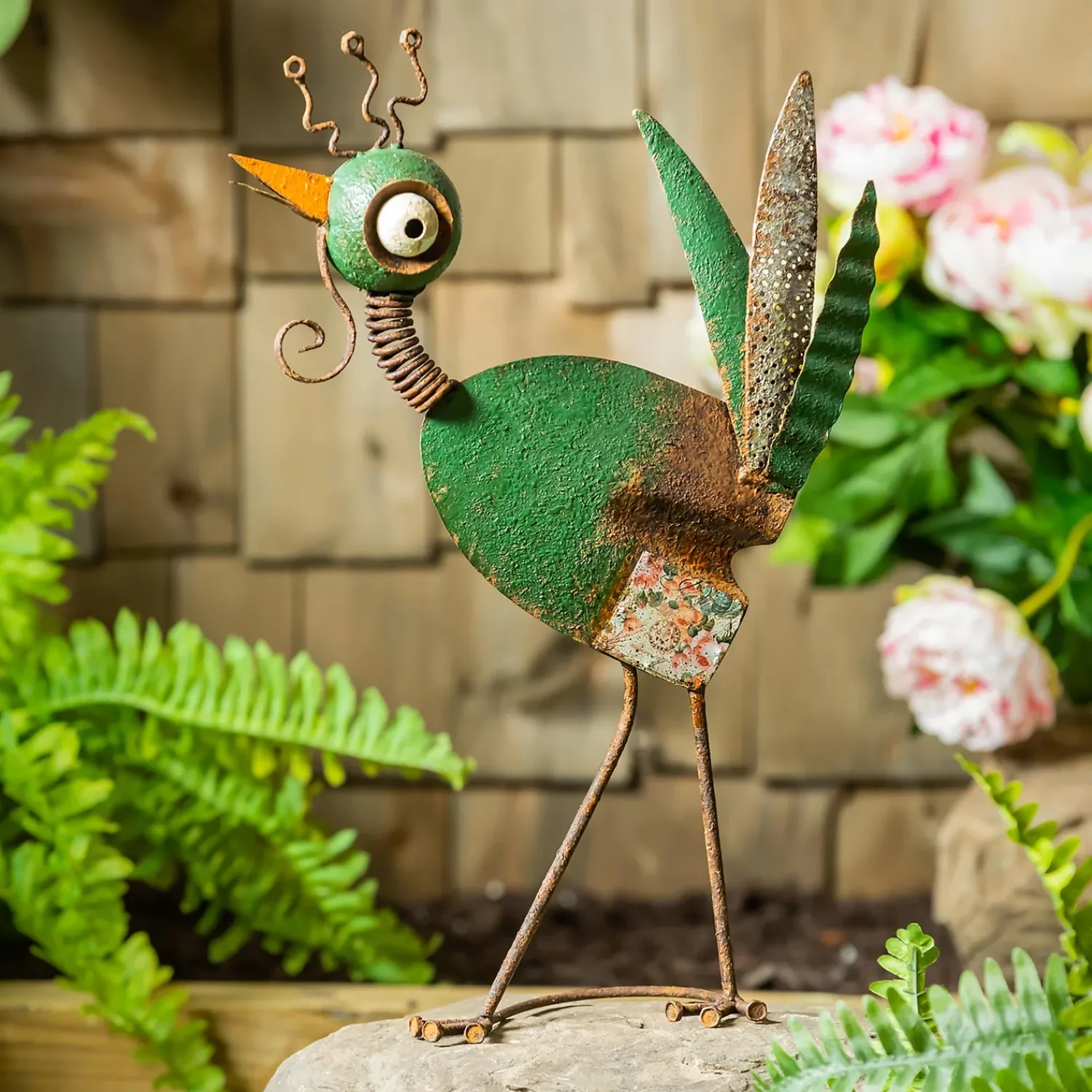 Plow & Hearth Garden Statues>Indoor/Outdoor Rustic Metal Green Chicken Garden Statue