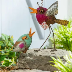 Plow & Hearth Garden Statues>Indoor/Outdoor Rustic Metal Chicks Garden Statues, Set of 2