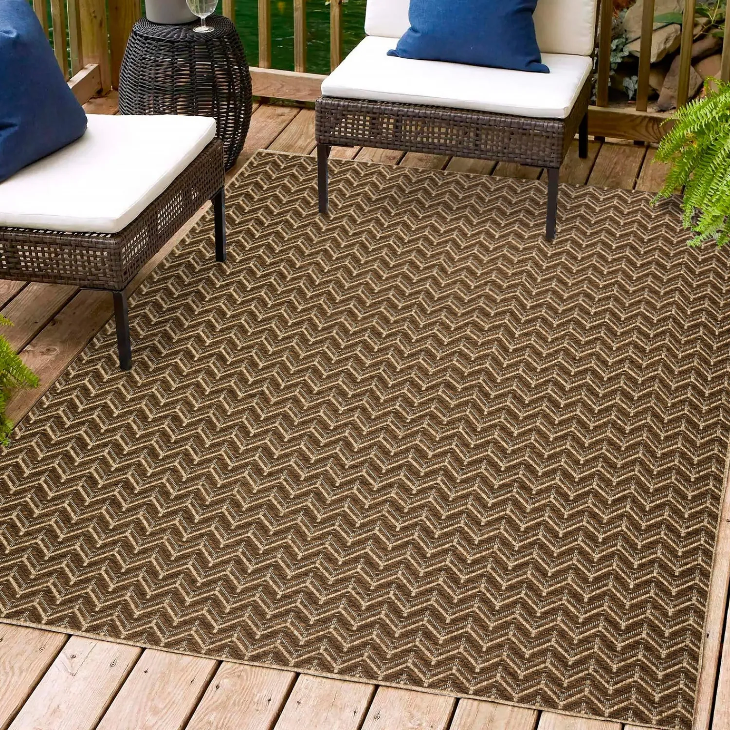 Plow & Hearth Area Rugs>Indoor/Outdoor Santa Anna Chevron Rug, 20" x 30"
