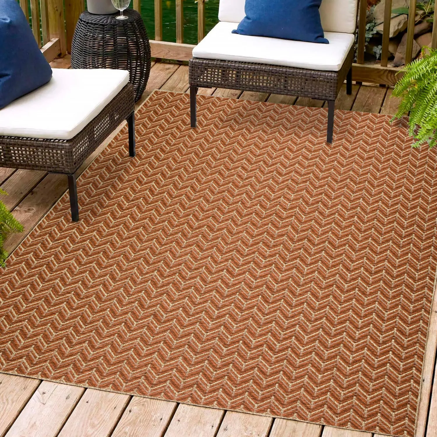 Plow & Hearth Area Rugs>Indoor/Outdoor Santa Anna Chevron Rug, 20" x 30"