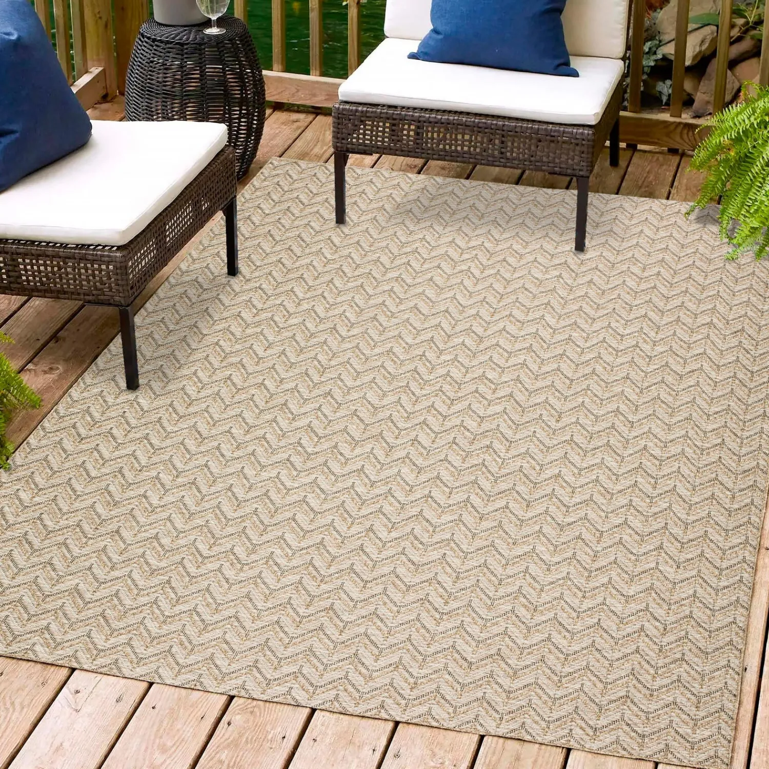 Plow & Hearth Area Rugs>Indoor/Outdoor Santa Anna Chevron Rug, 12' x 15'