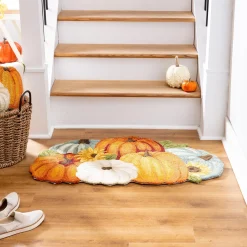 Plow & Hearth Hooked Rugs>Indoor/Outdoor Shaped Pumpkin Hooked Polypropylene Accent Rug 24"x42"