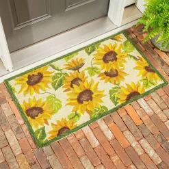 Plow & Hearth Hooked Rugs>Indoor/Outdoor Sunflower Hooked Polypropylene Accent Rug 24"x42"
