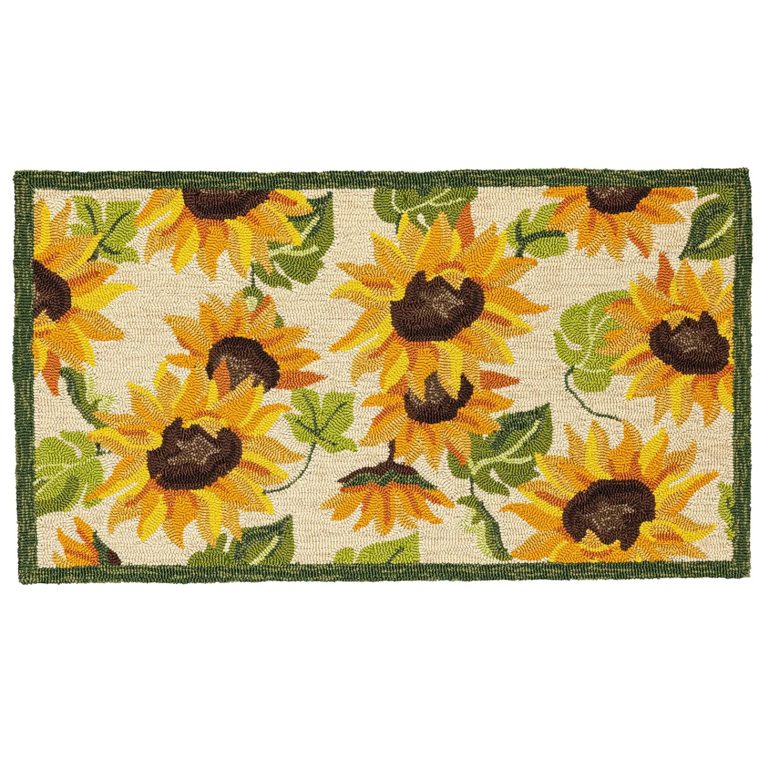 Plow & Hearth Hooked Rugs>Indoor/Outdoor Sunflower Hooked Polypropylene Accent Rug 24"x42"