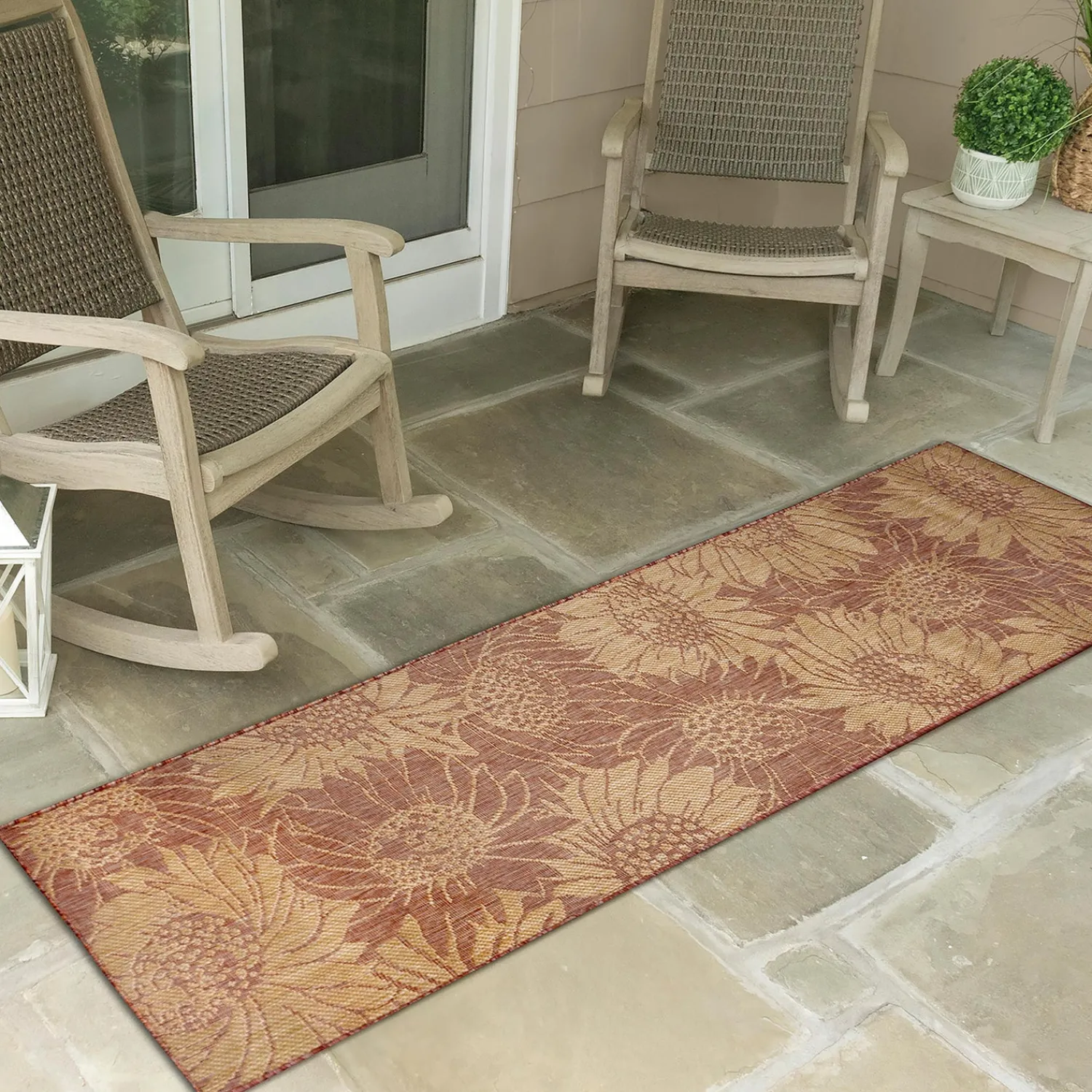 Plow & Hearth Area Rugs>Indoor/Outdoor Sunflower Rug, 39" x 59"