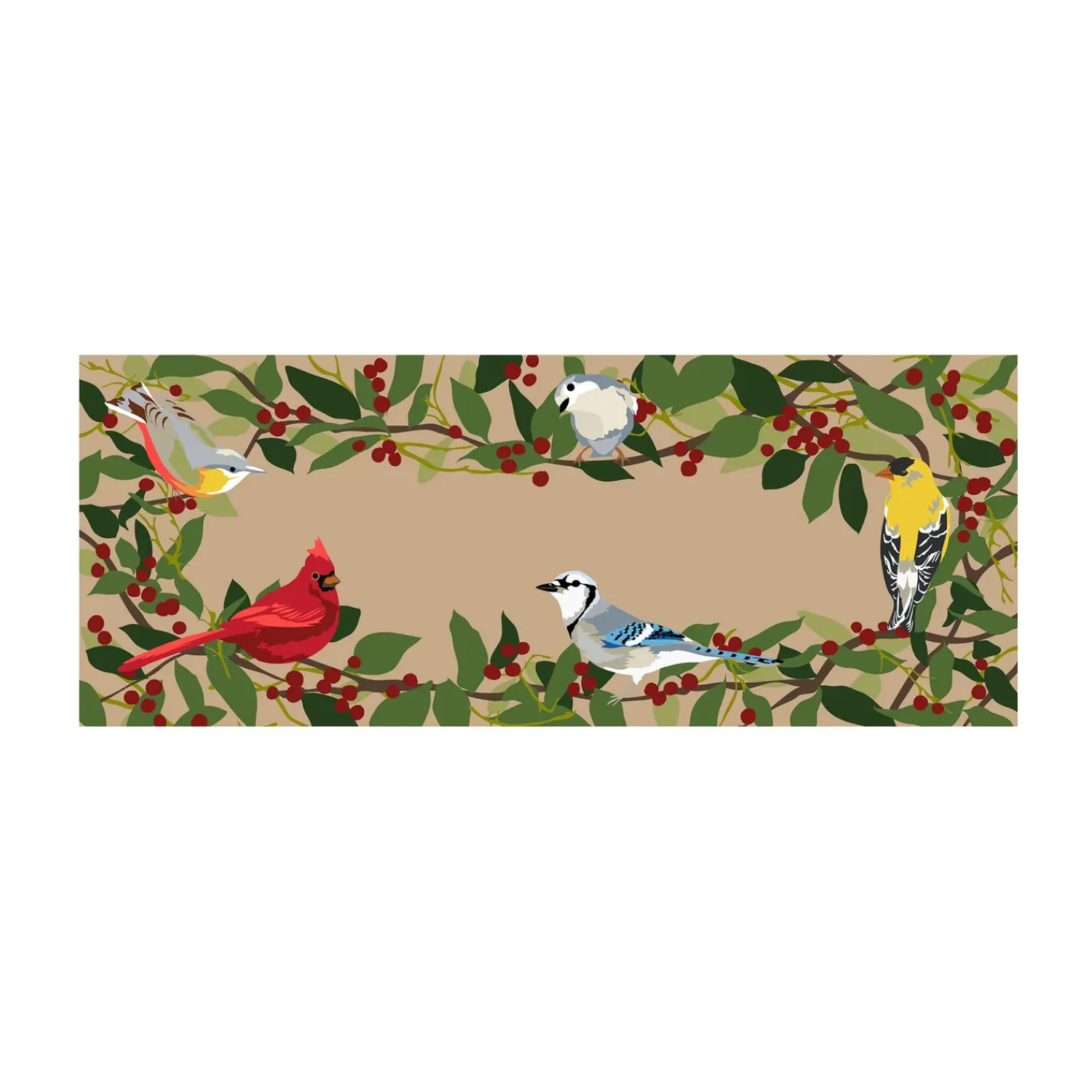 Plow & Hearth Area Rugs>Indoor/Outdoor Synthetic Blend Birds Border Rug, 36" Round