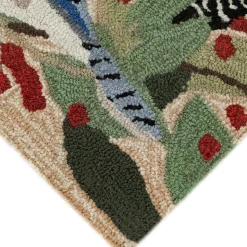 Plow & Hearth Area Rugs>Indoor/Outdoor Synthetic Blend Birds Border Runner, 24" x 60"