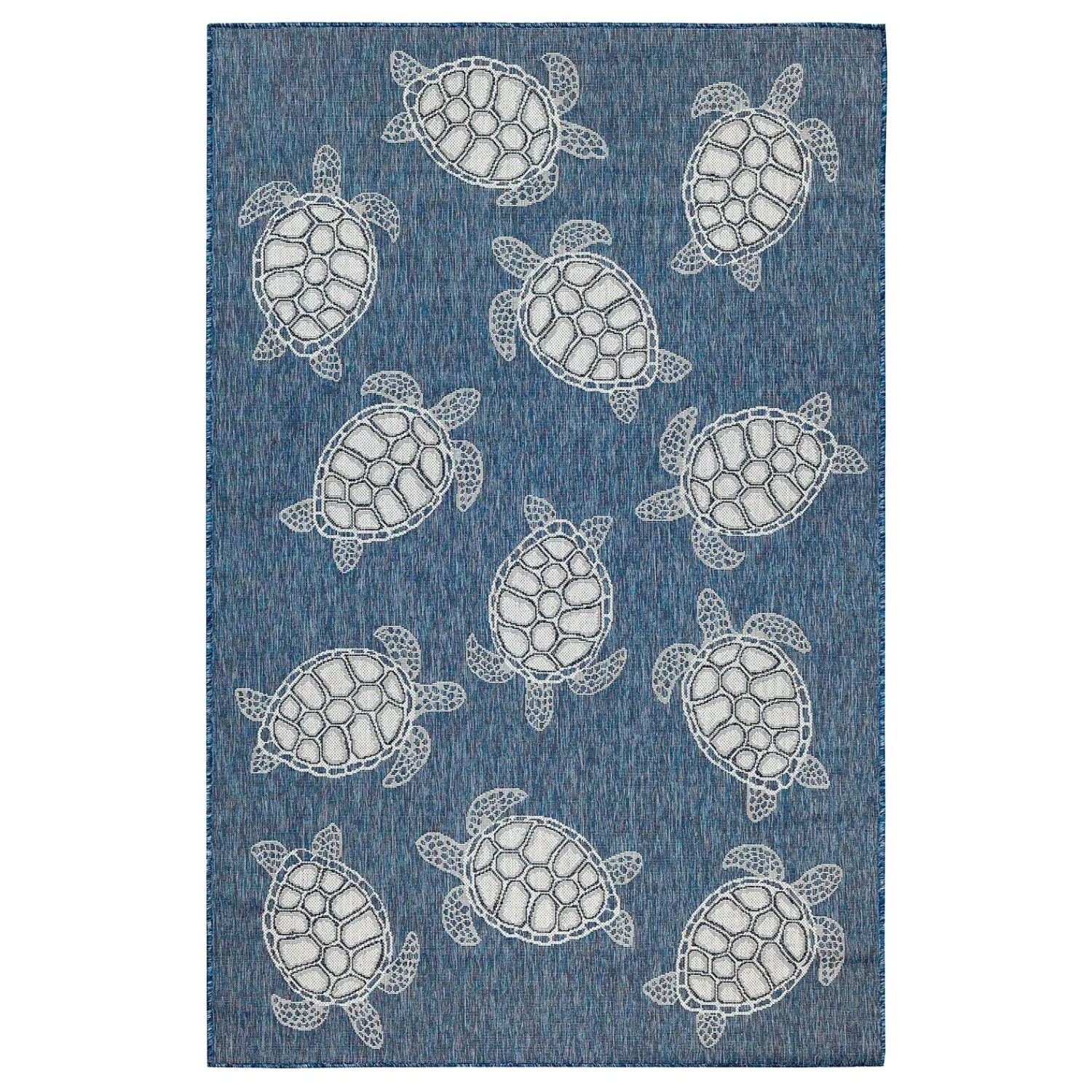 Plow & Hearth Area Rugs>Indoor/Outdoor Textured Sea Turtles Polypropylene Rug, 4'10" x 7'6"