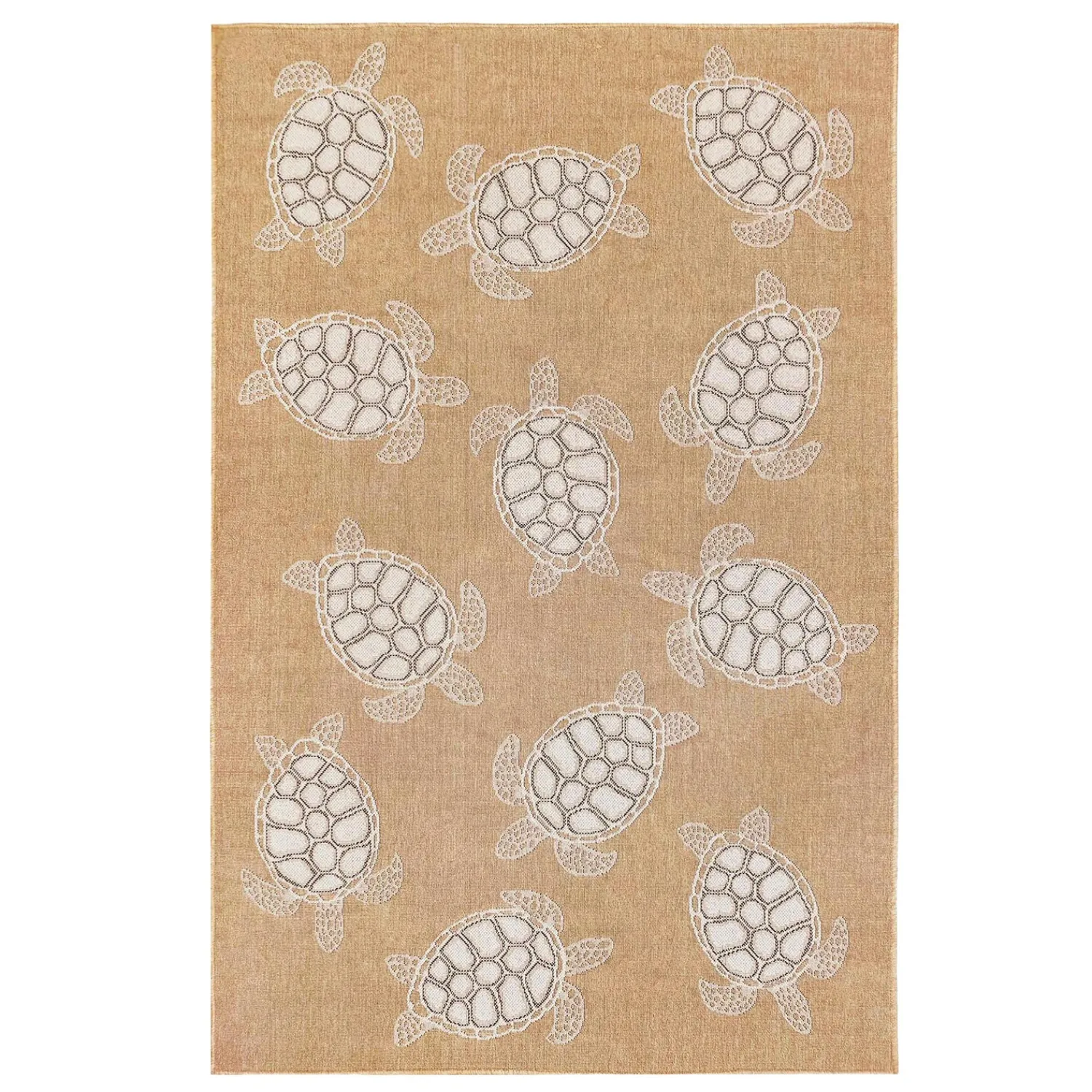 Plow & Hearth Area Rugs>Indoor/Outdoor Textured Sea Turtles Polypropylene Rug, 4'10" x 7'6"