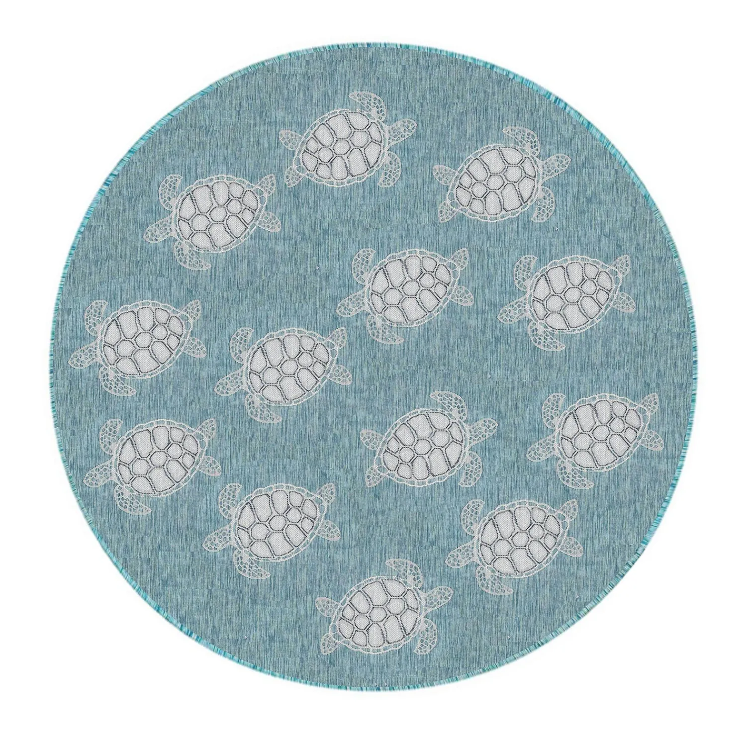 Plow & Hearth Area Rugs>Indoor/Outdoor Textured Sea Turtles Polypropylene Rug, 7'10" Round