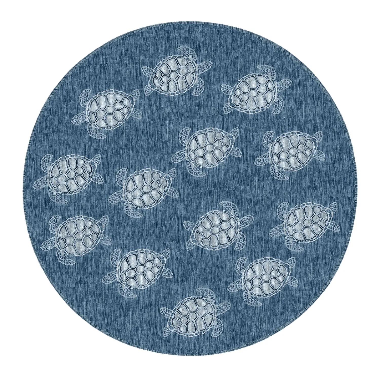 Plow & Hearth Area Rugs>Indoor/Outdoor Textured Sea Turtles Polypropylene Rug, 7'10" Round