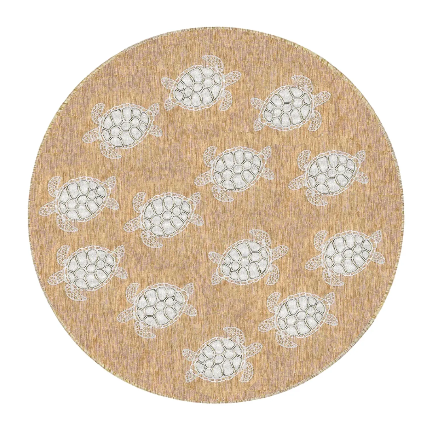 Plow & Hearth Area Rugs>Indoor/Outdoor Textured Sea Turtles Polypropylene Rug, 7'10" Round