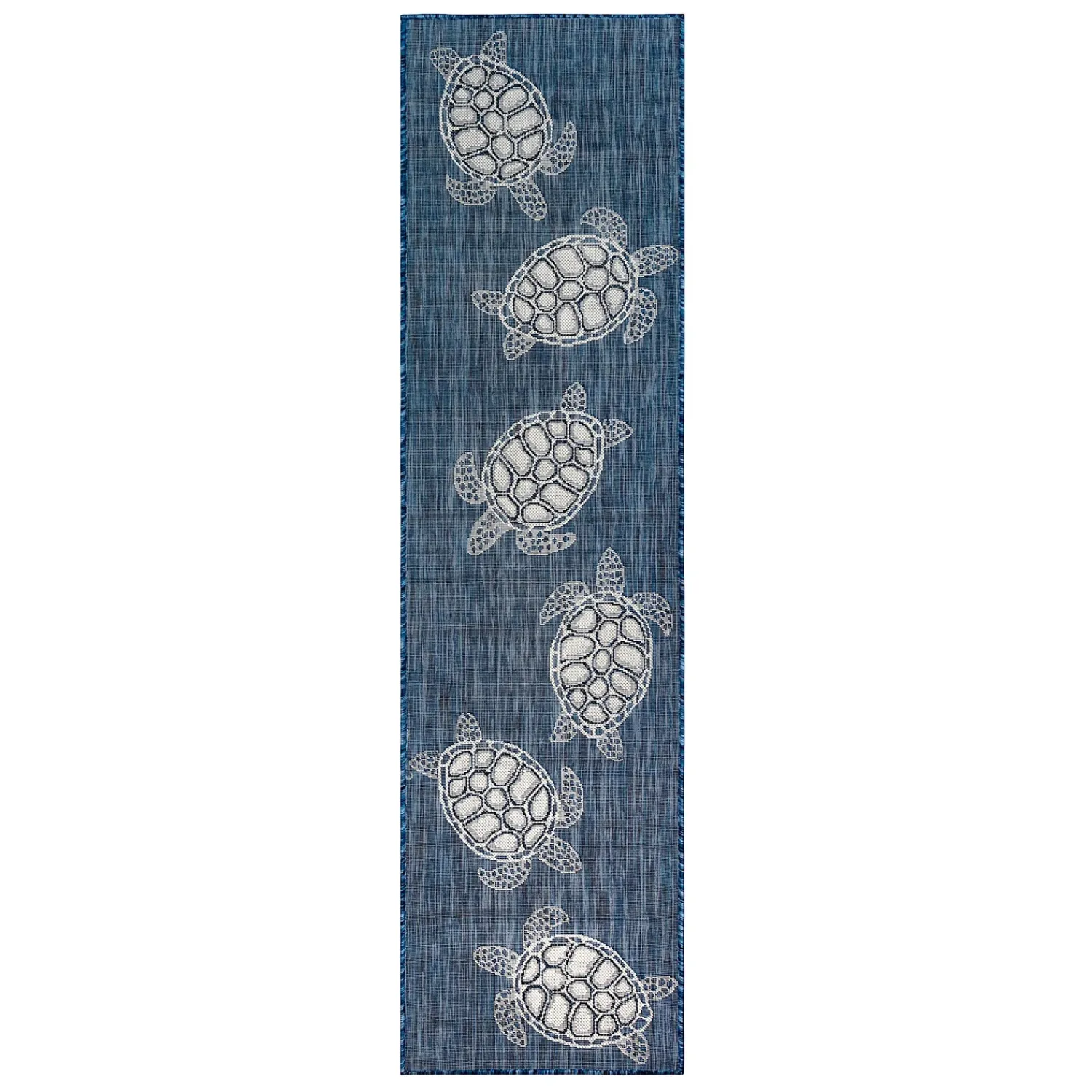 Plow & Hearth Runners>Indoor/Outdoor Textured Sea Turtles Polypropylene Runner, 23" x 7'6"