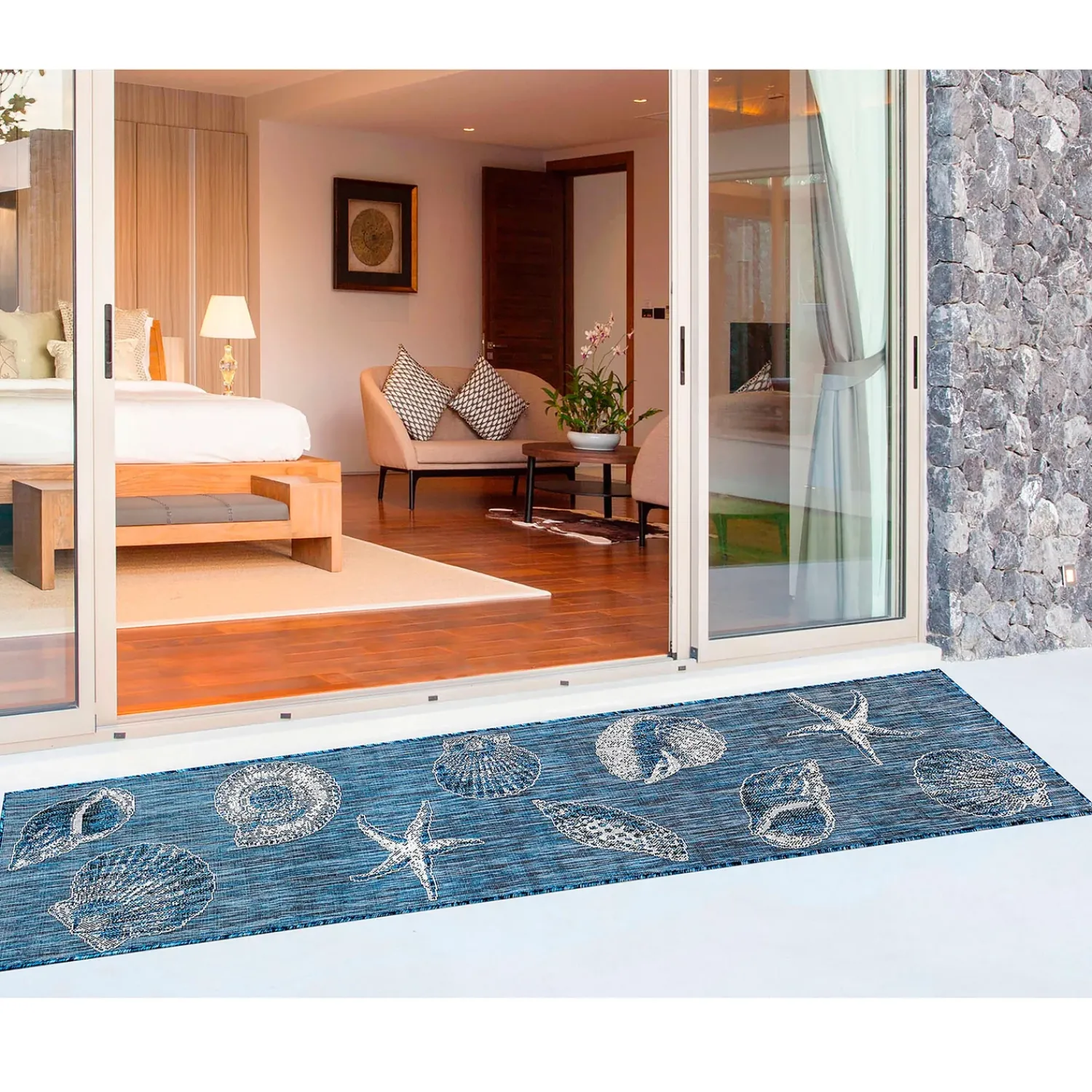 Plow & Hearth Runners>Indoor/Outdoor Textured Shells Polypropylene Runner, 23" x 7'6"