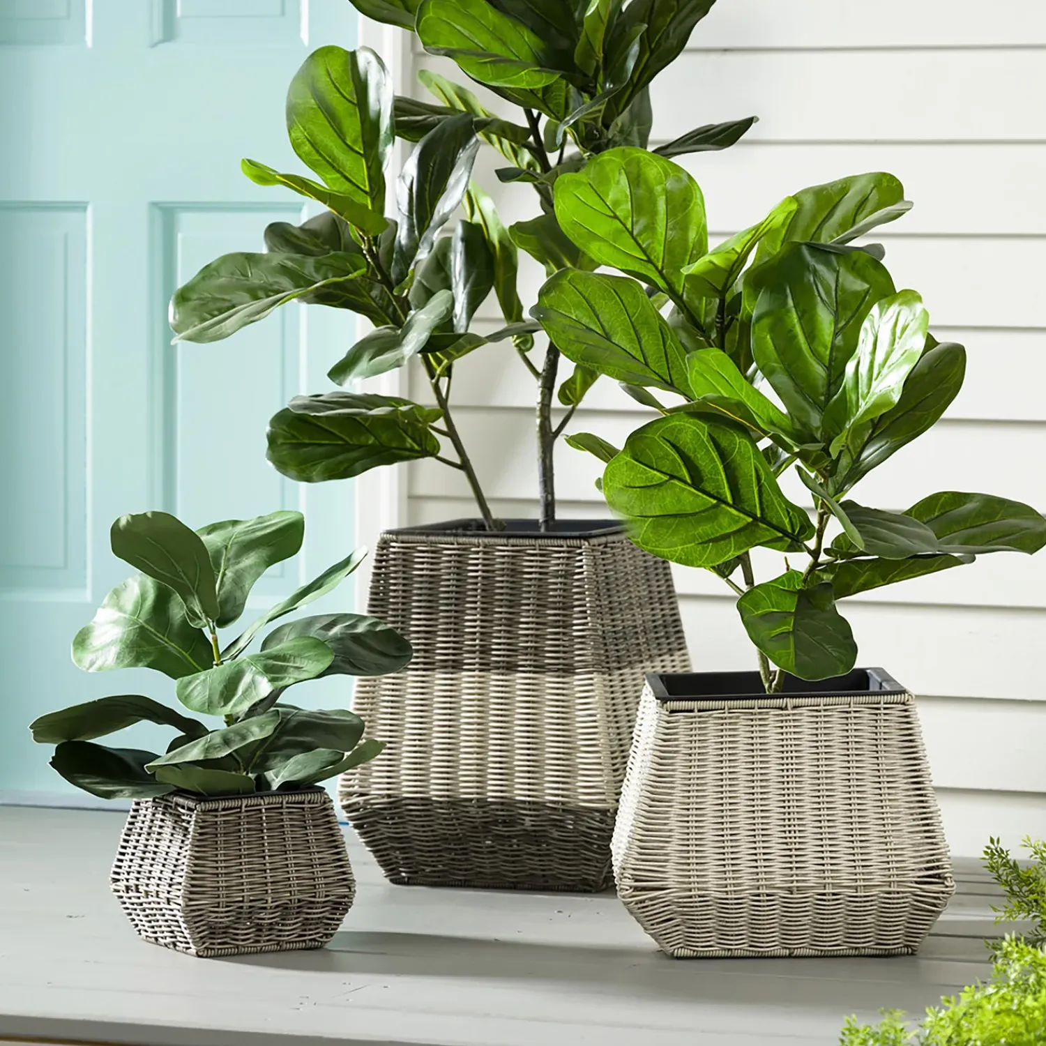Plow & Hearth Planters & Plant Stands>Indoor/Outdoor Wicker Planters, Set of 3
