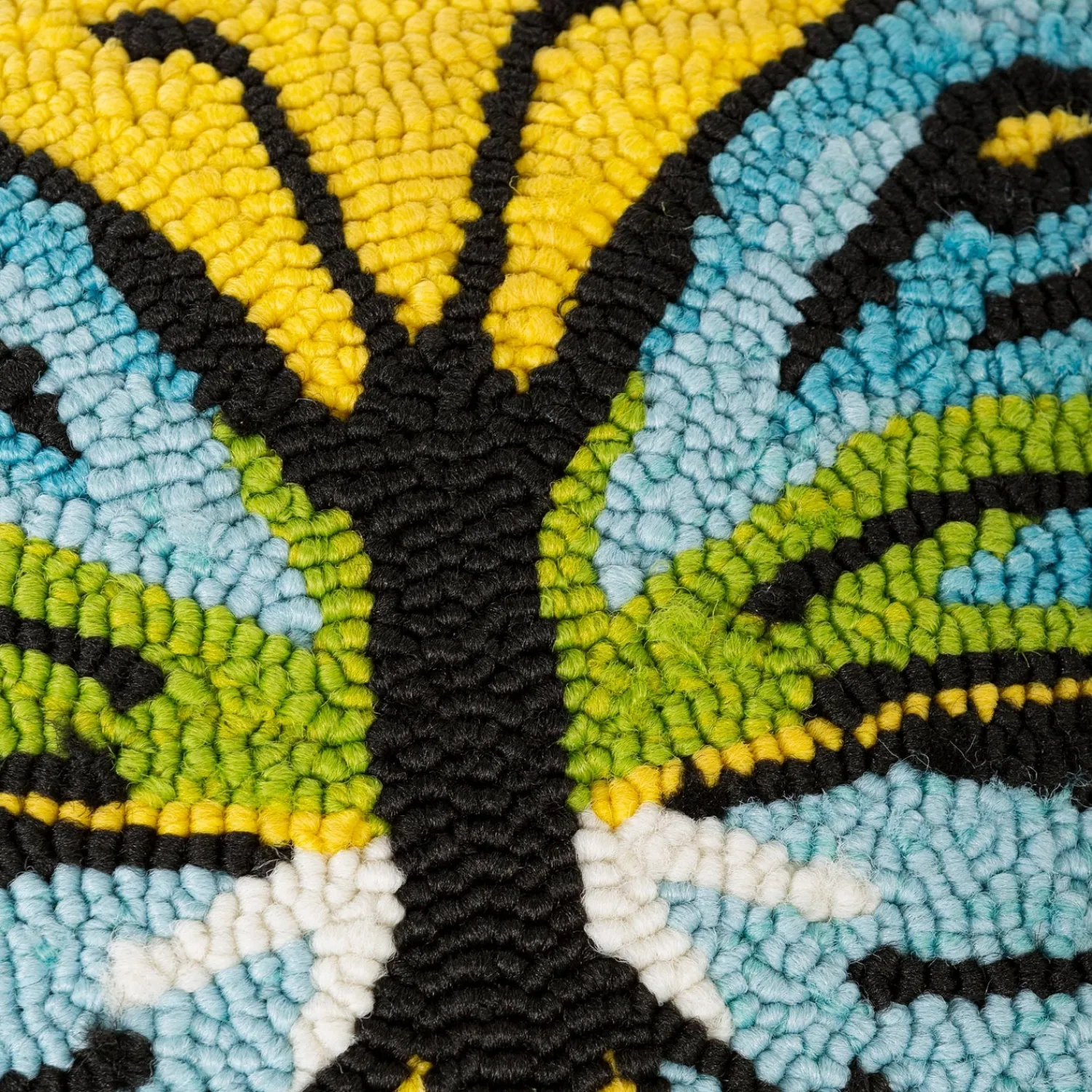 Plow & Hearth Decorative Pillows>Indoor/Outdoor Yellow Butterfly Hand Hooked Polypropylene Throw Pillow