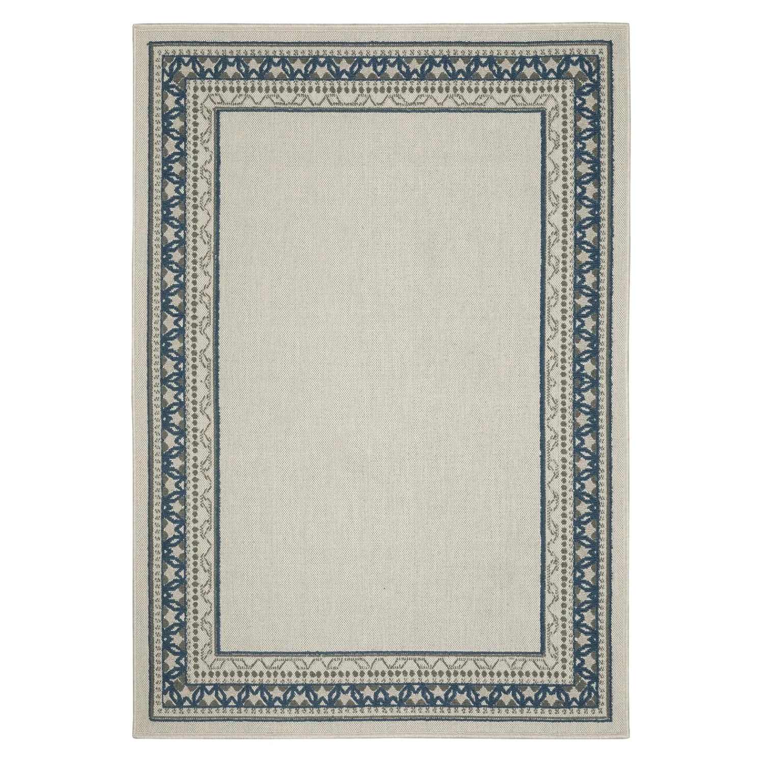 Plow & Hearth Area Rugs>Indoor/Outdoor York Border Polypropylene Rug, 5'3" x 7'3" Blue