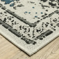 Plow & Hearth Area Rugs>Indoor/Outdoor York Traditional Medallion Polypropylene Rug, 5'3" x 7'3" Blue/Green