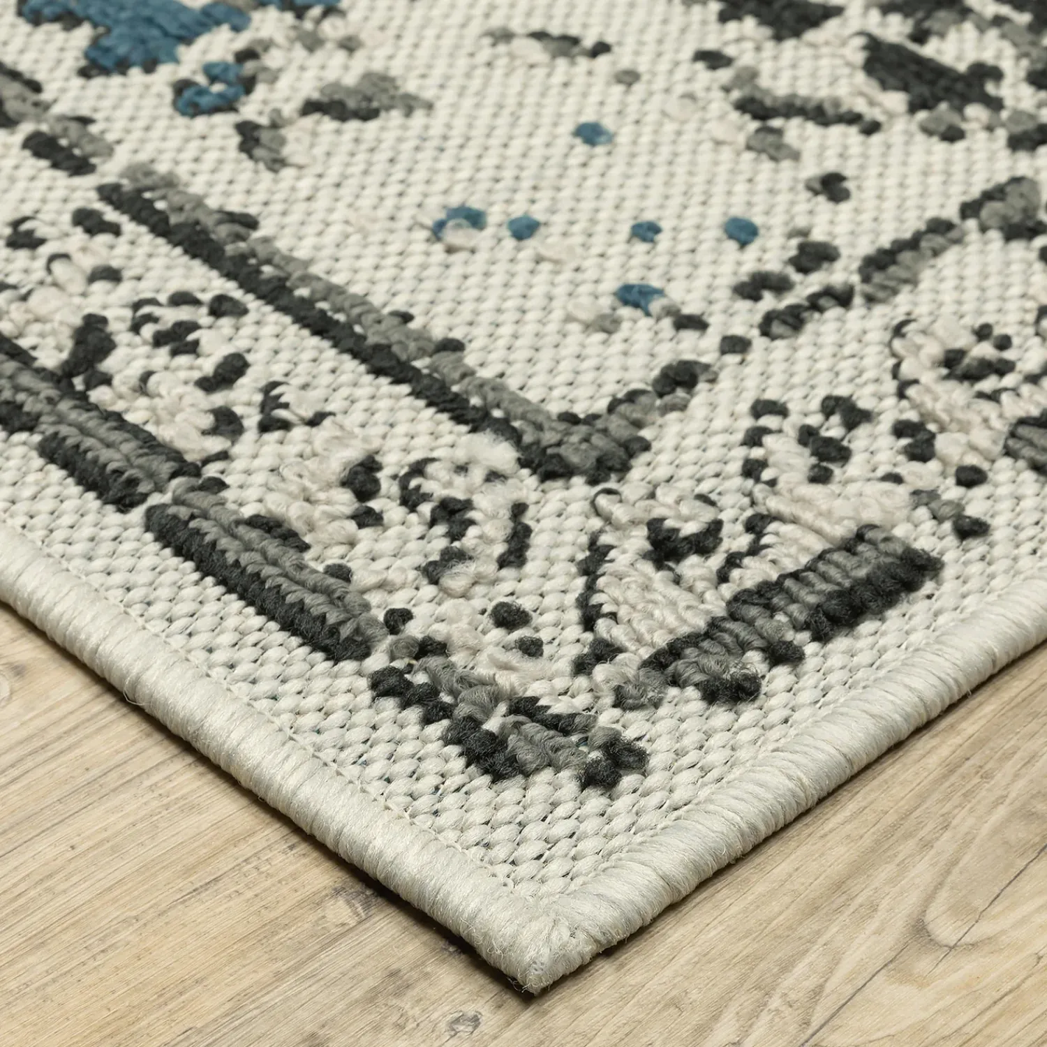 Plow & Hearth Area Rugs>Indoor/Outdoor York Traditional Medallion Polypropylene Rug, 5'3" x 7'3" Blue/Green