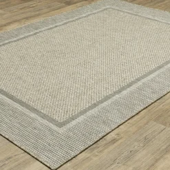 Plow & Hearth Area Rugs>Indoor/Outdoor Yucatan Border Polypropylene Rug, 3'3" x 5' Beige