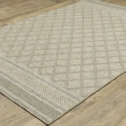 Plow & Hearth Area Rugs>Indoor/Outdoor Yucatan Lattice Polypropylene Rug, 9'10" x 12'10" Beige