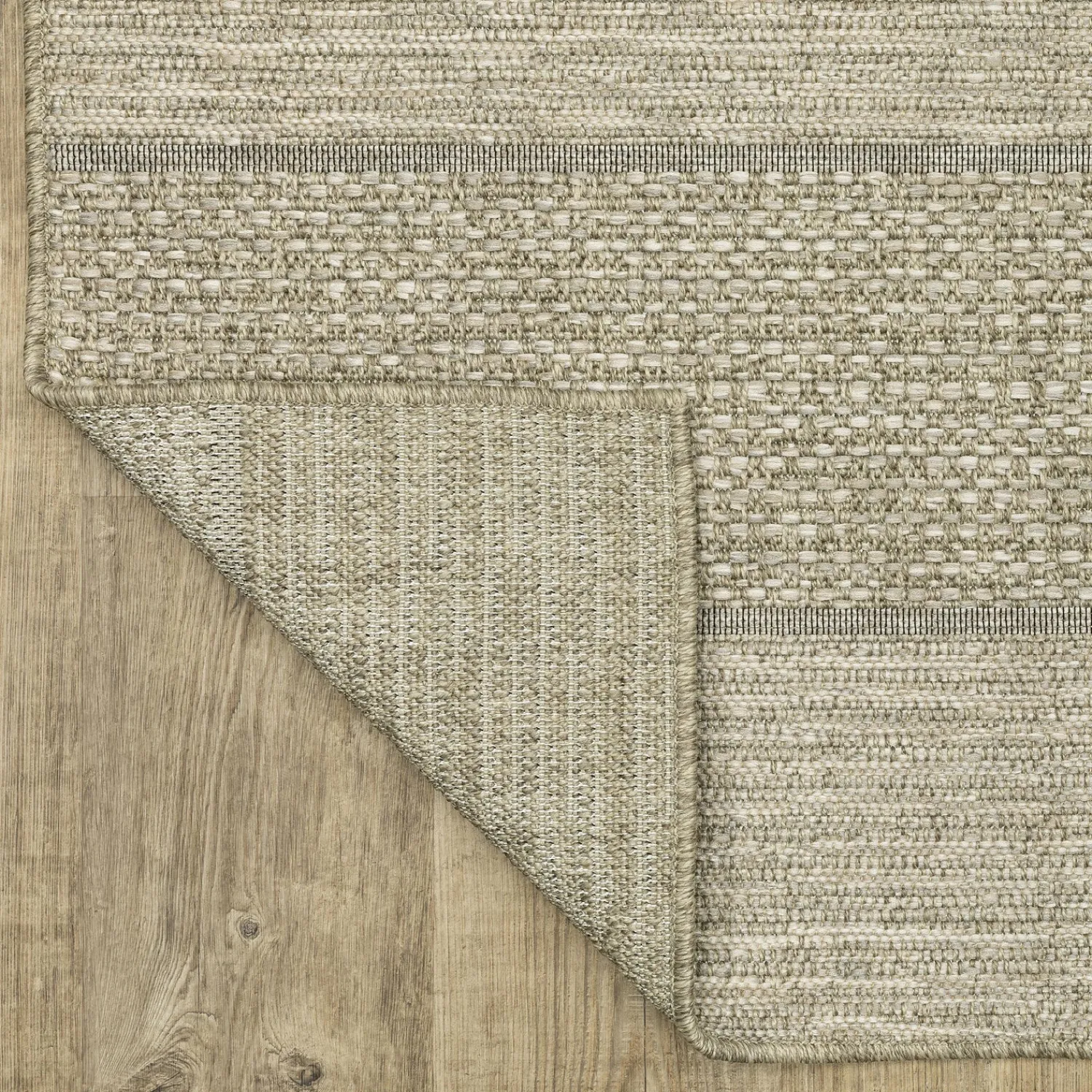 Plow & Hearth Area Rugs>Indoor/Outdoor Yucatan Striped Polypropylene Rug, 3'3" x 5' Beige