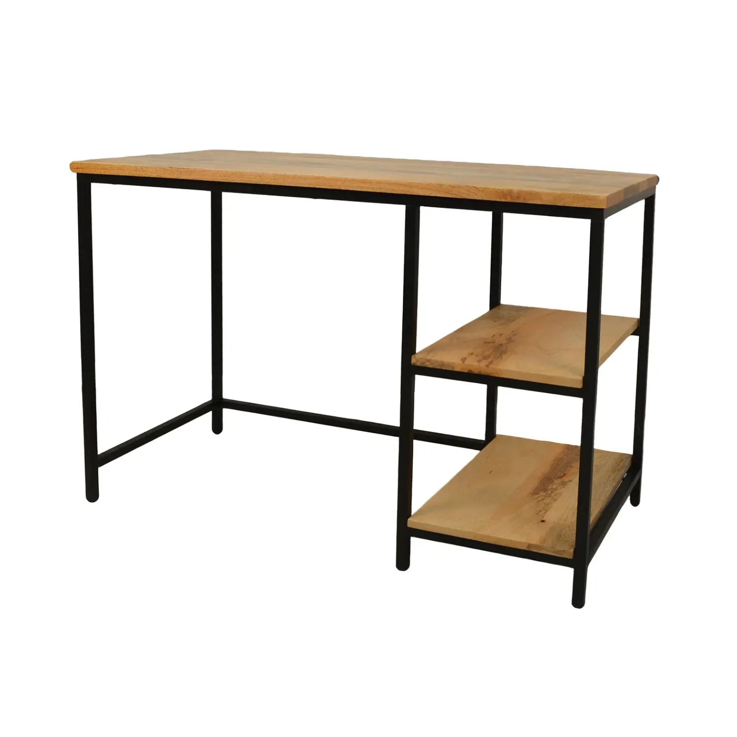Plow & Hearth Desks & Console Tables>Industrial-Style Wood and Metal Desk with Shelves