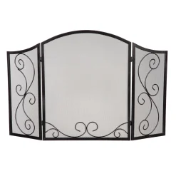 Plow & Hearth Tri-Panel Fireplace Screens>Iris Scroll Tri-Fold Fireplace Screen