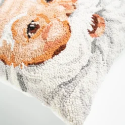 Plow & Hearth Outdoor Throw Pillows|Decorative Pillows>Jolly Santa Hand-Hooked Wool Throw Pillow