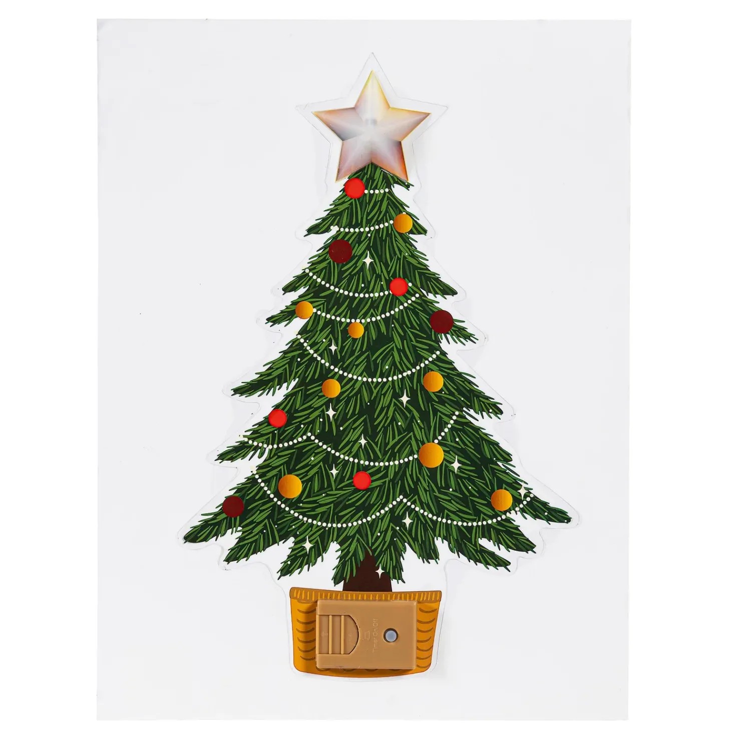 Plow & Hearth Fabric Door Hangers>Joyful Traditions LED Hanging Décor Christmas Tree with Flickering Light Window Decal, 10.25"H