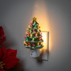 Plow & Hearth Lamps & Lighting|Lighted Accents>Joyful Traditions Nightlight Ceramic Christmas Tree