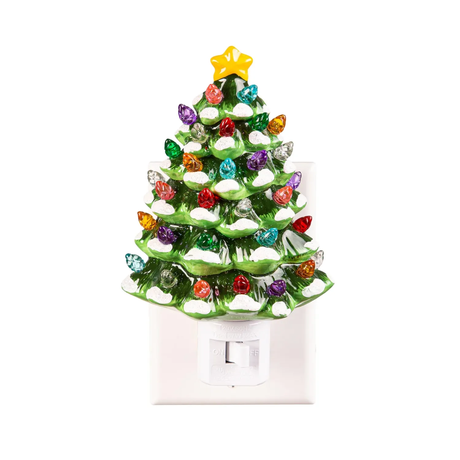 Plow & Hearth Lamps & Lighting|Lighted Accents>Joyful Traditions Nightlight Ceramic Christmas Tree