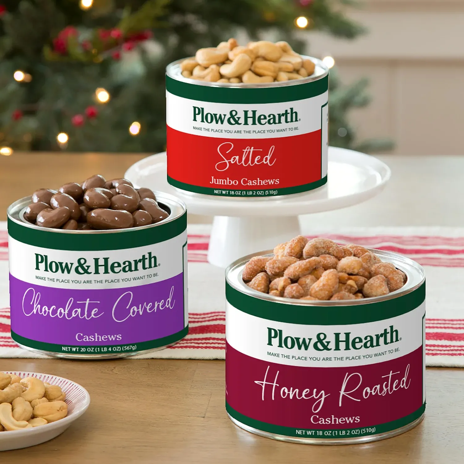 Plow & Hearth Gourmet Snacks & Nuts>Jumbo Cashews - Salted, Honey Toasted Or Chocolate Covered