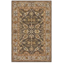 Plow & Hearth Area Rugs|Hearth Rugs>Kensington Border Wool Rug, 3'6" x 5'6" DarkTaupe