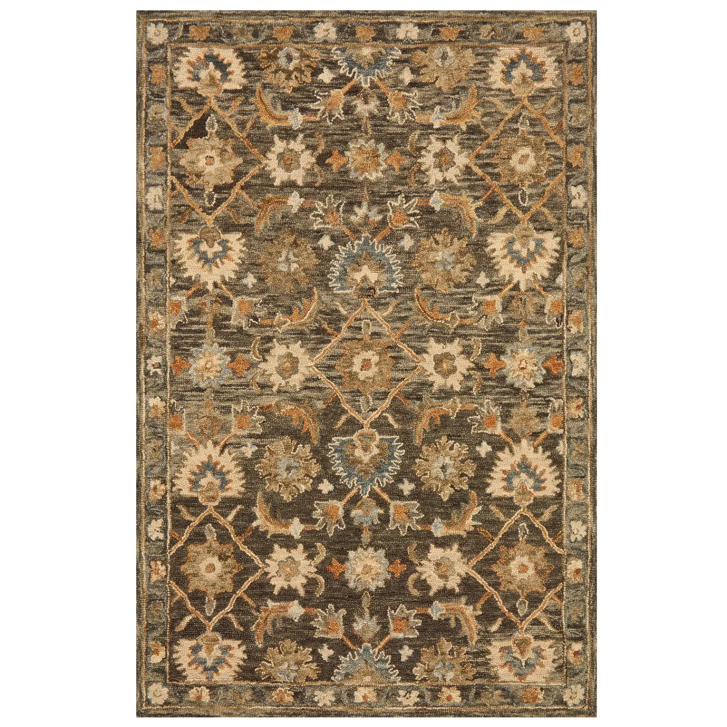 Plow & Hearth Area Rugs>Kensington Trellis Wool Rug, 2'6" x 7'6" DarkTaupe