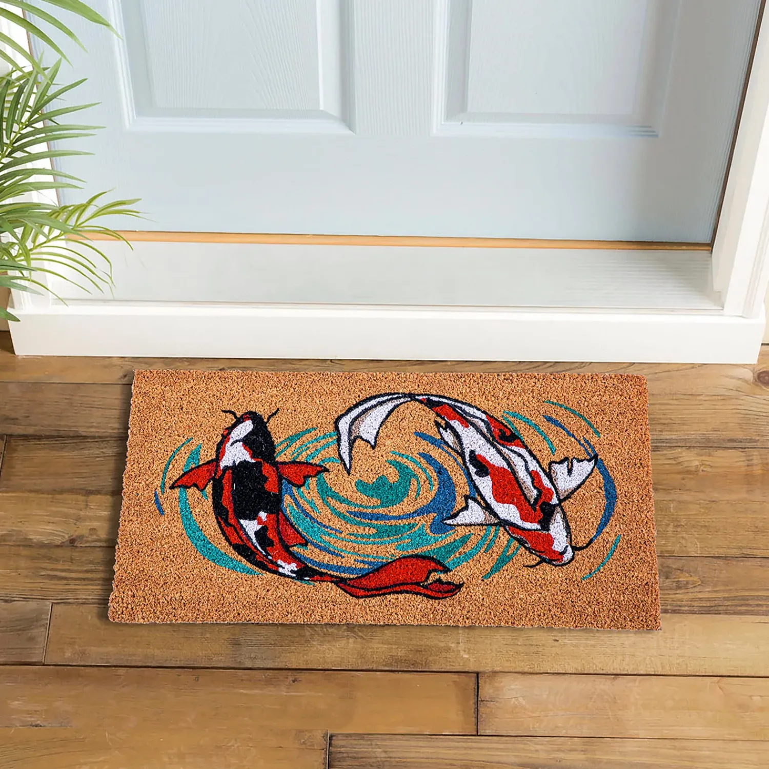 Plow & Hearth Coir Mats>Koi Fish Coir Mat