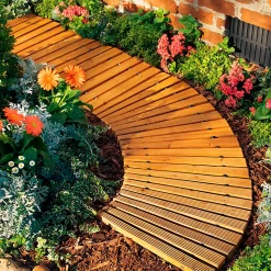 Plow & Hearth Garden Fencing & Edging|Pathways & Stepping Stones>4'L Roll-Out Curved Hardwood Pathway
