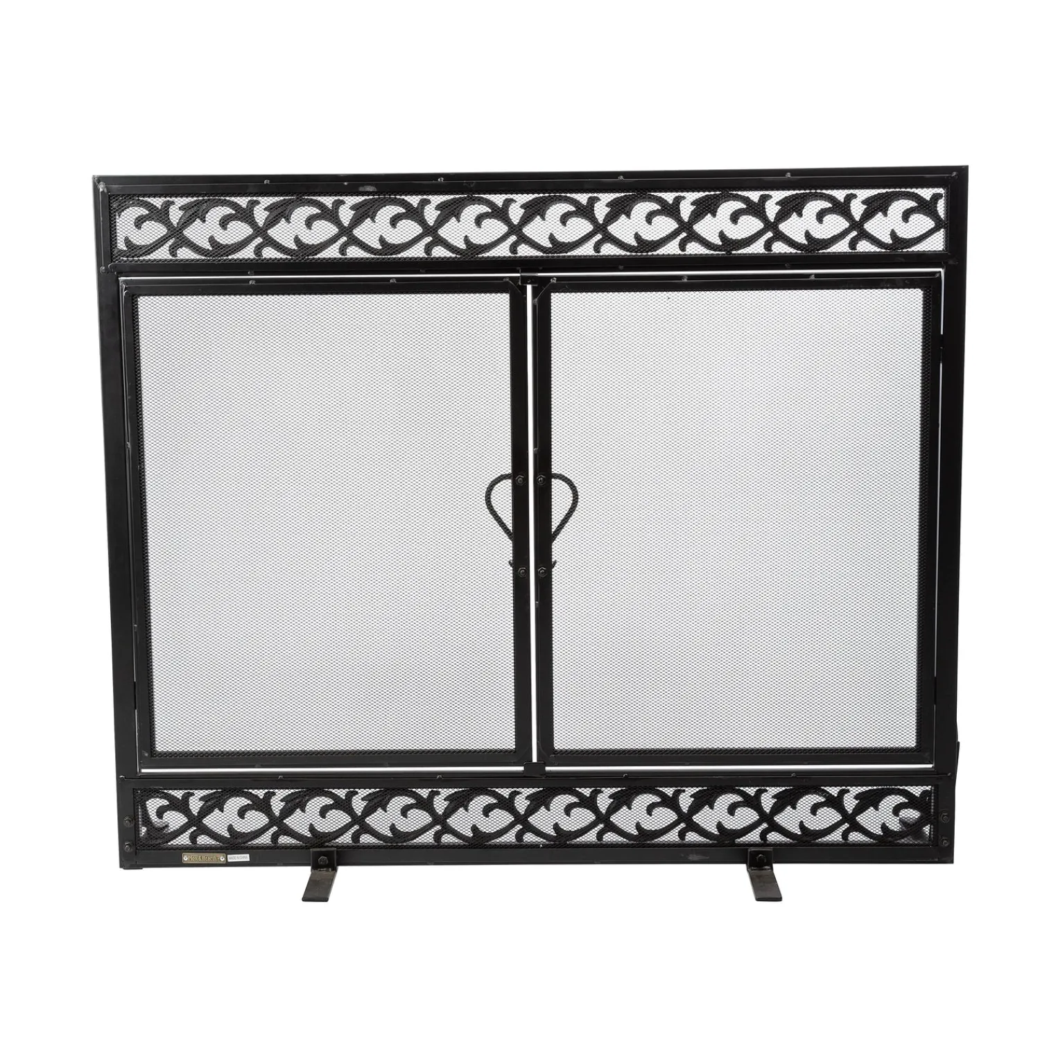Plow & Hearth Fireplace Screens With Doors>Large Cast Iron Scrollwork Fire Screen With Doors Black