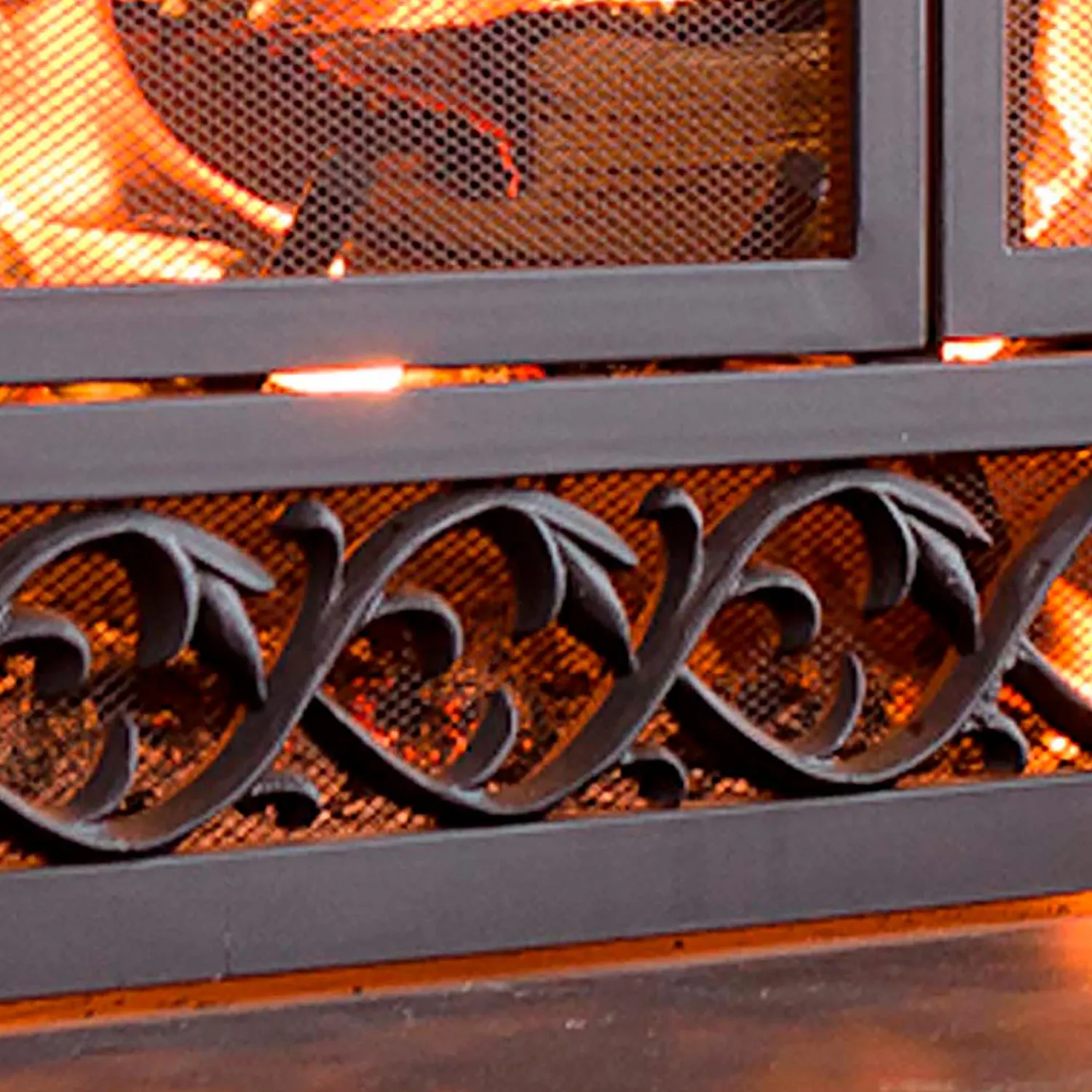 Plow & Hearth Fireplace Screens With Doors>Large Cast Iron Scrollwork Fire Screen With Doors Black